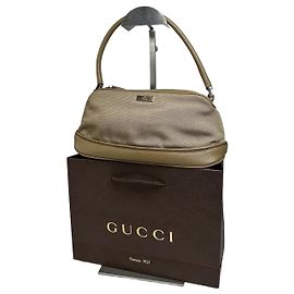 Bolso Mini Vintage Gucci de Lona y Cuero Gris Marrón