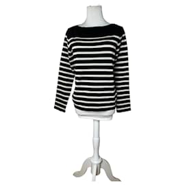 Vintage Jean Paul Gaultier Wollpullover gestreift Schwarz / Weiß M