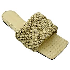 Sandalia Lido Maxi Tubolare Intreccio Raffia Natural de Bottega Veneta