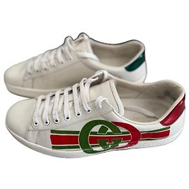 Sneakers Gucci Ace in Pelle Bianca con Logo GG