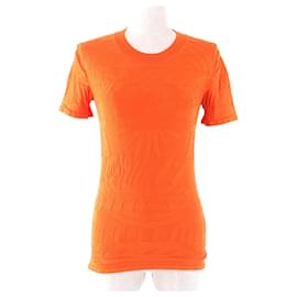 Camiseta de seda tricotada com gola redonda em relevo Hermès com mangas curtas