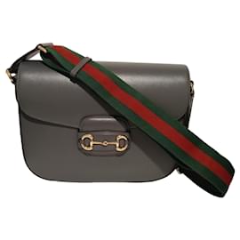 Borsa a tracolla Gucci Horsebit 1955 XL pelle grigia
