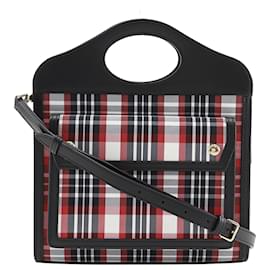 Borsa a tracolla mini in tela a quadri nera Burberry