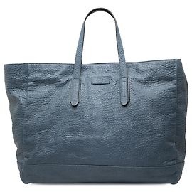 Borsa tote grande in pelle grana blu Gucci