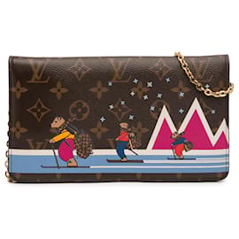 Pochette Weekend con Catena e Animazione Natalizia Louis Vuitton Monogramma Marrone Orsi sugli Sci