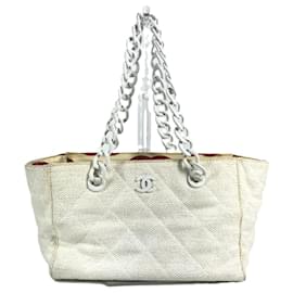 Borsa tote in lino bianco Chanel