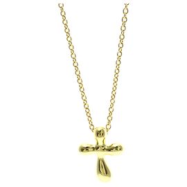 Tiffany & Co Collier pendentif croix petite en or jaune 18K Tiffany