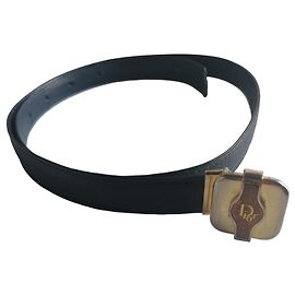 Cinturón Christian Dior de cuero azul marino
