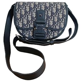 Borsa a mano Christian Dior in tela blu navy