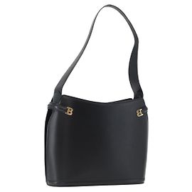 BALLY Borsa a Spalla in Pelle Nera e Oro Auth 173492