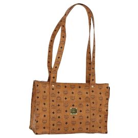 Borsa Tote MCM Logogram Vicetos PVC Marrone Oro Auth 172274