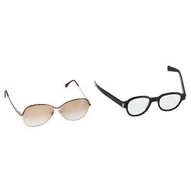 Gafas de sol SAINT LAURENT de plástico 2 Set Marrón Plata Auth bs33359