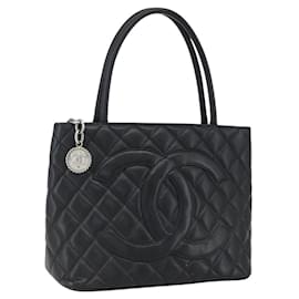 CHANEL Borsa Tote Matelassé Reprint Pelle Caviar Nera Argento CC Auth am10812SAM