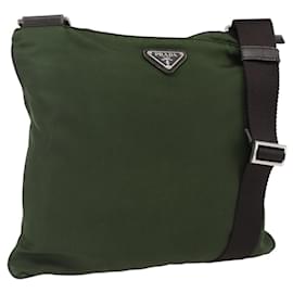Borsa a Spalla PRADA Nylon Khaki Argento Autentica 173280
