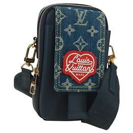 LOUIS VUITTON Monogram Denim LV MADE Doppelte Handy-Tasche M81060 LV Auth 170667SM