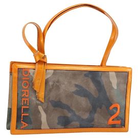 Sac à main Christian Dior en toile vert or Auth 170666V