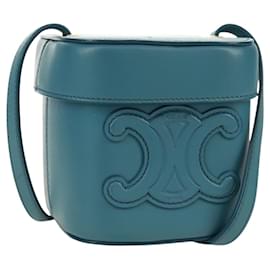Borsa a Spalla CELINE Triomphe in Pelle Blu Oro Auth 171873M - Céline