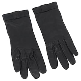 Hermès HERMES Handschuhe aus schwarzem Leder Auth bs33528