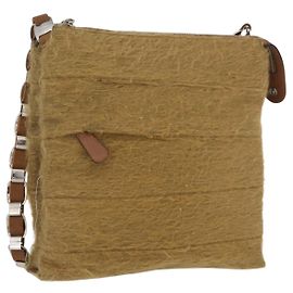 Borsa a Spalla Salvatore Ferragamo in Seta e Cotone Khaki Argento Autentica 166824