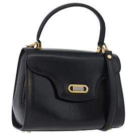 BALLY Borsa a mano in pelle 2 vie Nero Oro Auth 173218