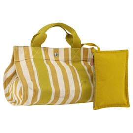 Hermès HERMES Cannes PM Borsa a Mano Tela Gialla Argento Auth 169571