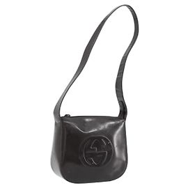 Borsa GUCCI Soho in pelle verniciata marrone scuro argento 007 2046 0250 Auth ep13540