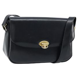 Céline CELINE Schultertasche aus Leder Schwarz Gold Auth ka2456