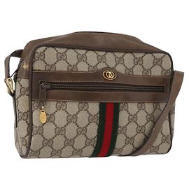 Borsa Sherry Line GG Supreme Web di GUCCI in PVC beige e oro 68 02 004 Auth 169630