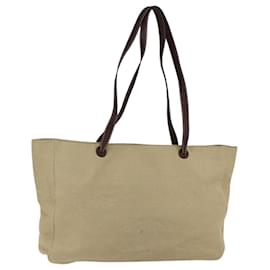 CHANEL Tote Bag aus Canvas Beige Gold CC Auth bs33123