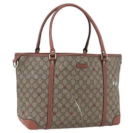 Gucci Borsa Tote GG Supreme in PVC Beige Oro 197953 Auth kk637