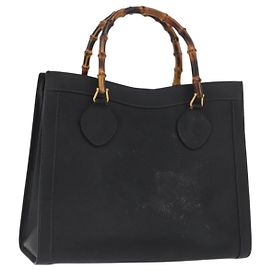 Borsa Tote in Pelle Gucci Bamboo Nera Oro 002 0260 2615 Auth 172302