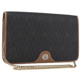 Borsa a spalla in tela a nido d'ape Christian Dior con catena in PVC nera e dorata Auth 173486