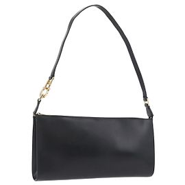 Borsa a Spalla Salvatore Ferragamo in Pelle Nera e Oro Auth SW1930