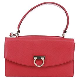 Salvatore Ferragamo Gancini Convertible Top Handle Saffiano Leather Small