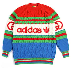Suéter de lana de punto Gucci×adidas con patrón G entrelazado y línea Web