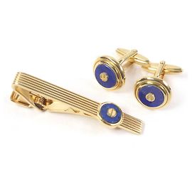 Alfred Dunhill Gemelli e spilla per cravatta Dunhill in Lapis Lazuli 2 vie