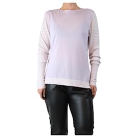 Lilac striped-sleeve knit top - size L - Autre Marque