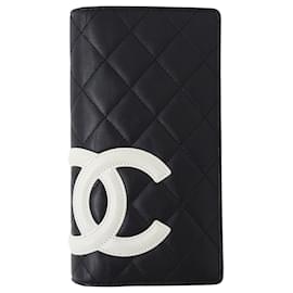 Chanel Cambon Damen Langbörse aus schwarzem Lammleder