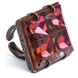 Anello XXL TU JPG Jean Paul Gaultier Anello Maxi Cristallo Rosa Scuro OS