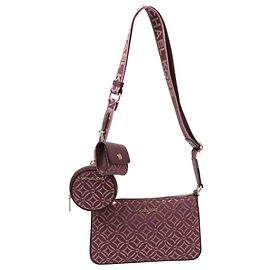 Borsa a tracolla Michael Kors Small Jet Set Travel in jacquard logo in tela bordeaux