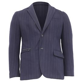 Blazer in lana blu navy a righe Ermenegildo Zegna