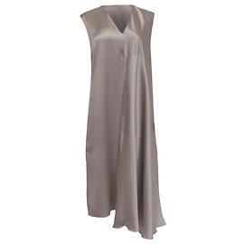 Robe Midi V-Neck en Soie Grise Joseph Carrol