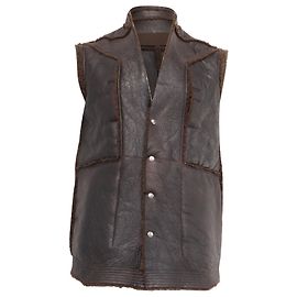 Rick Owens Fogpocket Shearling-Weste aus braunem Lammleder