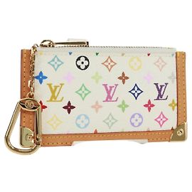 LOUIS VUITTON Multicolor Pochette Cles Münzbörse Weiß M92655 LV Auth 171841V