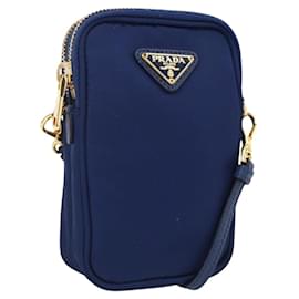 Bolso de Hombro PRADA Nylon Azul Dorado Auth LNZ265V - Prada