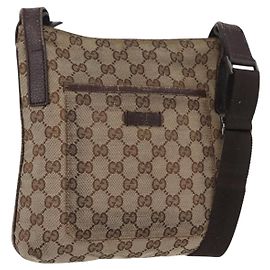 Borsa a Spalla GG Canvas Gucci Beige Argento 122793 Auth 172259