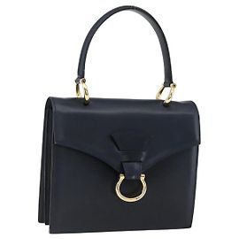 Céline CELINE Handtasche aus Leder in Marineblau und Gold Auth ep13502V