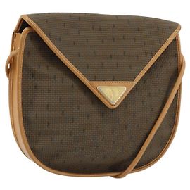 Borsa a Spalla SAINT LAURENT PVC Tela Beige Oro Auth ep13567