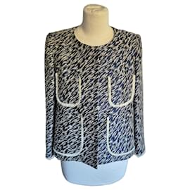 Tara Jarmon Jacke aus blauem und weißem Tweed