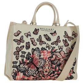 Bulgari Borsa BVLGARI in tela 2way MARY KATRANTZOU Collaborazione Bianco Oro Auth 173206M